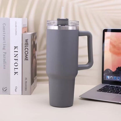Steel Tumbler Cup with Straw and Handle