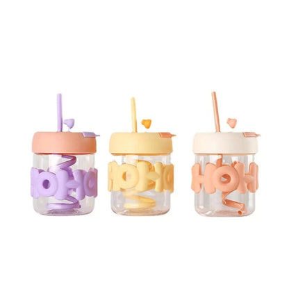 Sipper Bottle with Straw and Pearl String Handle