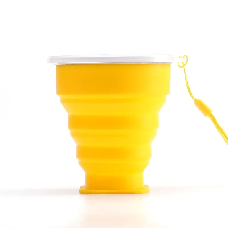 Silcone Foldable Travel Cup Glass with Lid