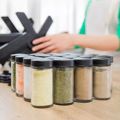 18 Pcs Spice Jar Set, 360° Rotatable Glass Seasoning Rack
